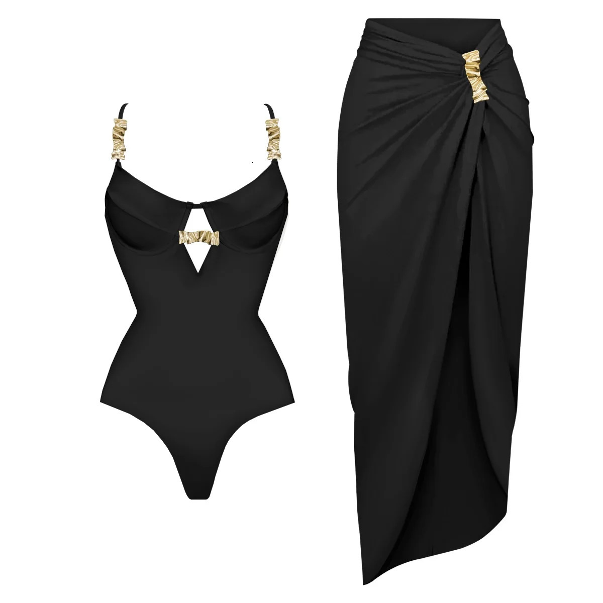 3Pc Push Up Bikini With Cover Women Sexy Swimsuit Female Swimwear Bandeau Biquini Shiny Button Bathingsuit Bodysuit Beachwear 260306