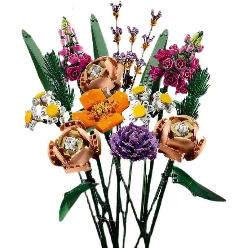 8 Creative Bouquets of Eternal Flowers, Roses, Succulents, Building Blocks, for Girls and Children, Christmas Gifts C260306