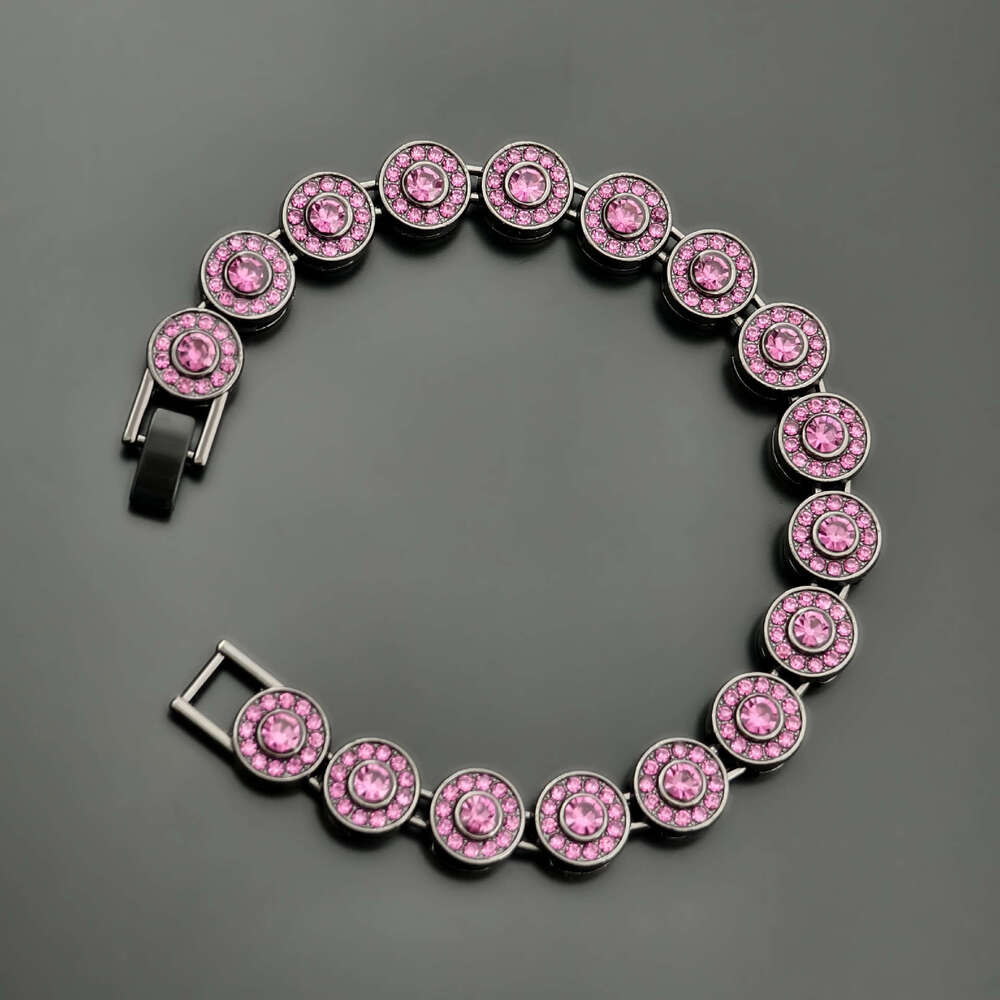 European American heavy-duty full-diamond Cuban chain in gunmetal black and purple, high-quality diamond-studded men's rap hip-hop chunky necklac