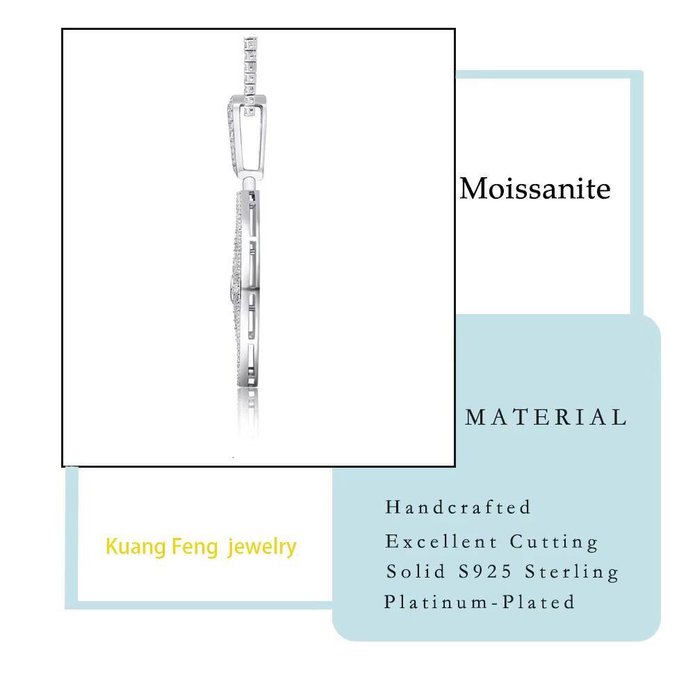 6342CTW Moissanite Pendant Hip Hop Style Full Pave Star Compass Design 925 Sterling Silver 18K Gold Plated for Men and Women