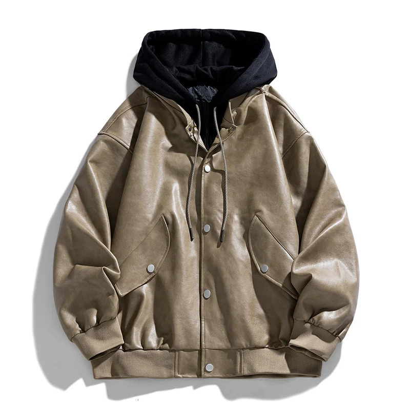Autumn Mens Leather Jacket Fashion Casual Handsome Leather Jacket Trend Comfortable Loose High-quality Leather Jacket 260306