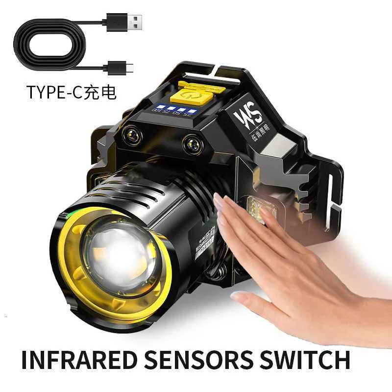 Powerful LED Headlamp Motion Sensor Headlight 18650 Rechargeable COB Head Flashlights High Power Head Lamp Fishing Headlight H2603071