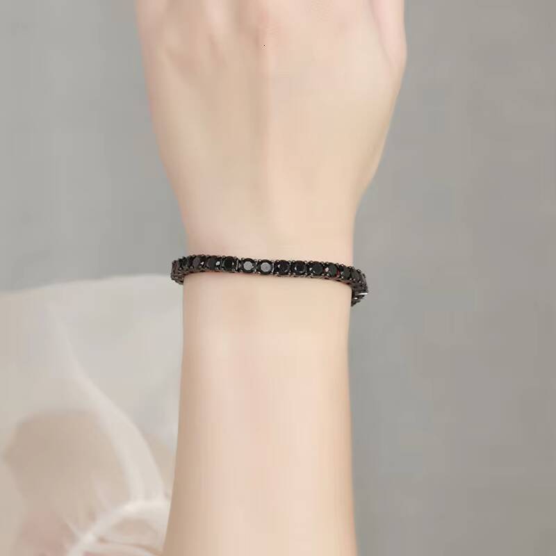 Factory Wholesale 3MM 4MM 5MM Black Moissanite Jewelry Simple Fashion 925 Silver VVS1 GRA Moissanite Tennis Bracelet for Men