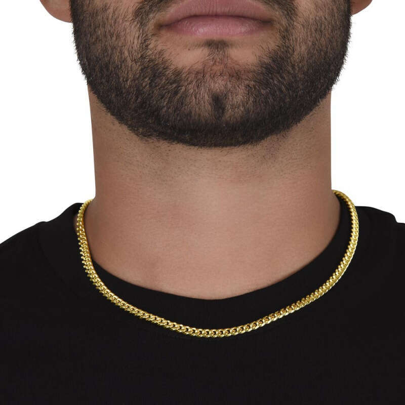 Cross-border bestseller in Europe and America: New high-quality 14K gold-plated single round dense Cuban chain titanium steel necklace jewelry