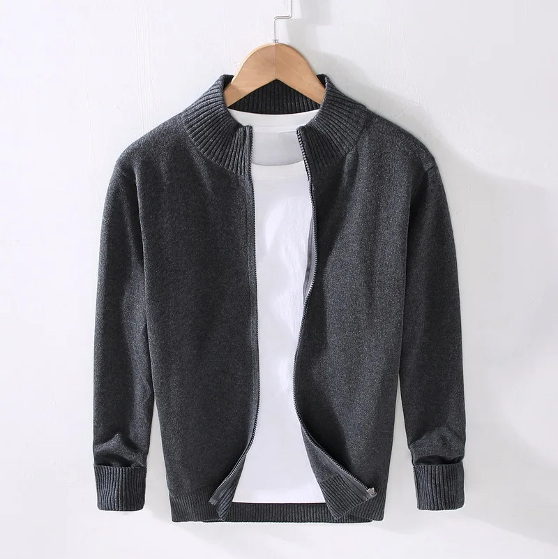 8505 Men Knitted Sweater Cardigan Slim Fashion Basic Business Casual Gentlemen British Style Simple Vintage Handsome Knitwear 260306
