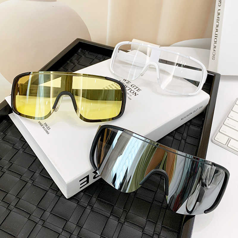 Cycling Color-Changing Glasses Personality One-Piece Large Frame Sunglasses Women Ski Goggles Windproof UV Protection Sports Glasses S260304