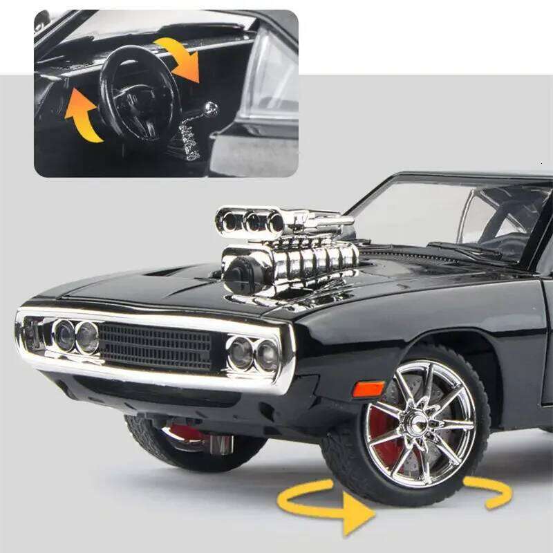 1:24 Dodge Charger Alloy Musle Diecast & Toy Metal Vehicles Sports Car Model Simulation Sound And Light Childrens Gift Z260306