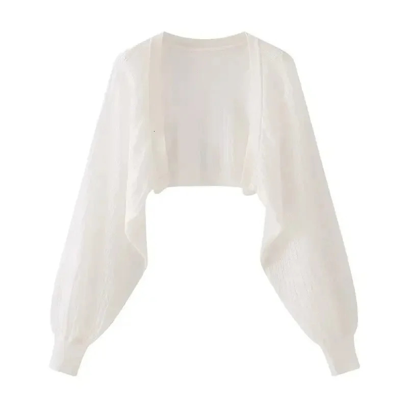 Hollowout Longsleeved Knitted Cardigan Top Womens Summer Thin Jacket Vest Dress Shawl Worn Over A Shirt 260306