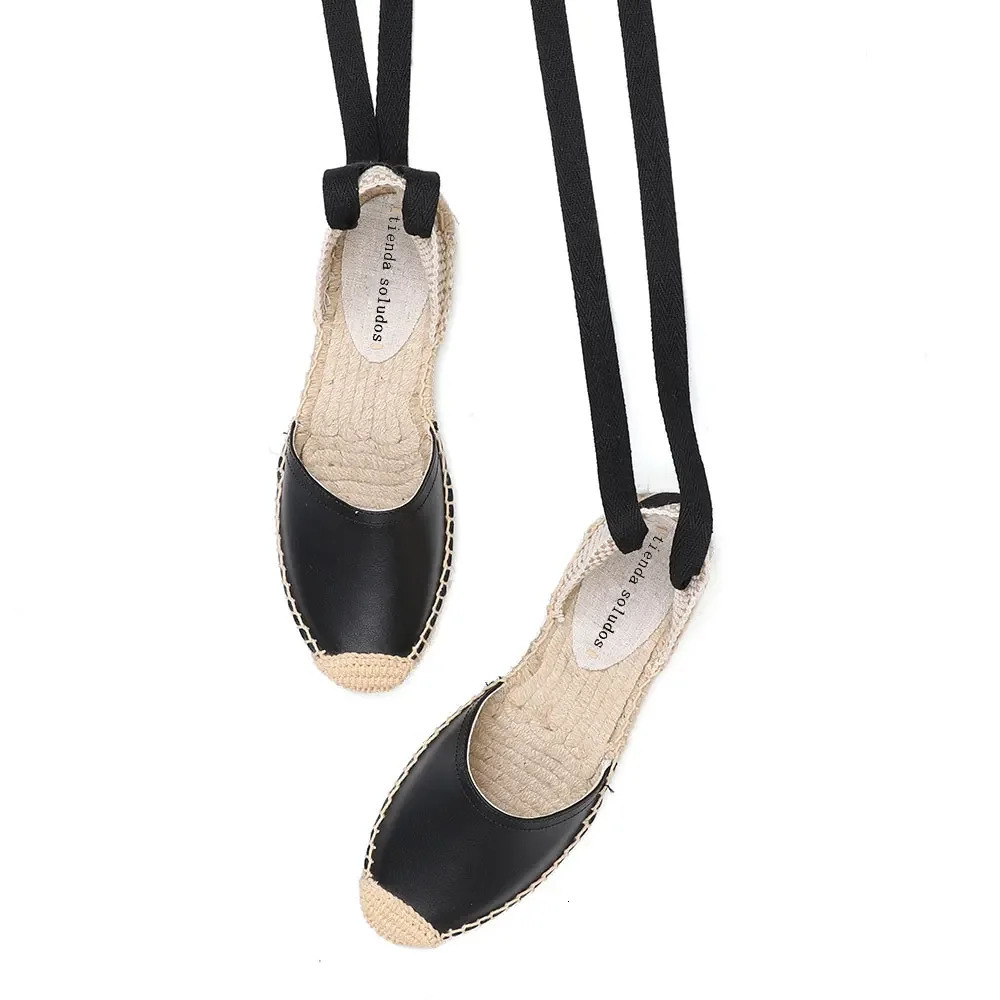 Espadrilles Sandals Shoes Fashionable Genuine Leather T-Strap Platform Womens Sandals Womens Casual Lace-up 260306
