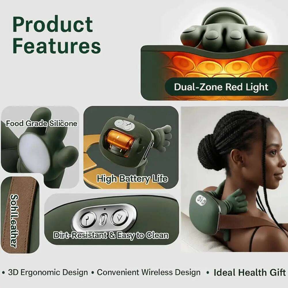 Wireless Neck And Back Massager with Heat 4D Shiatsu Deep Tissue for Shoulder Cervical Trapezius Kneading Massage 26Y0307