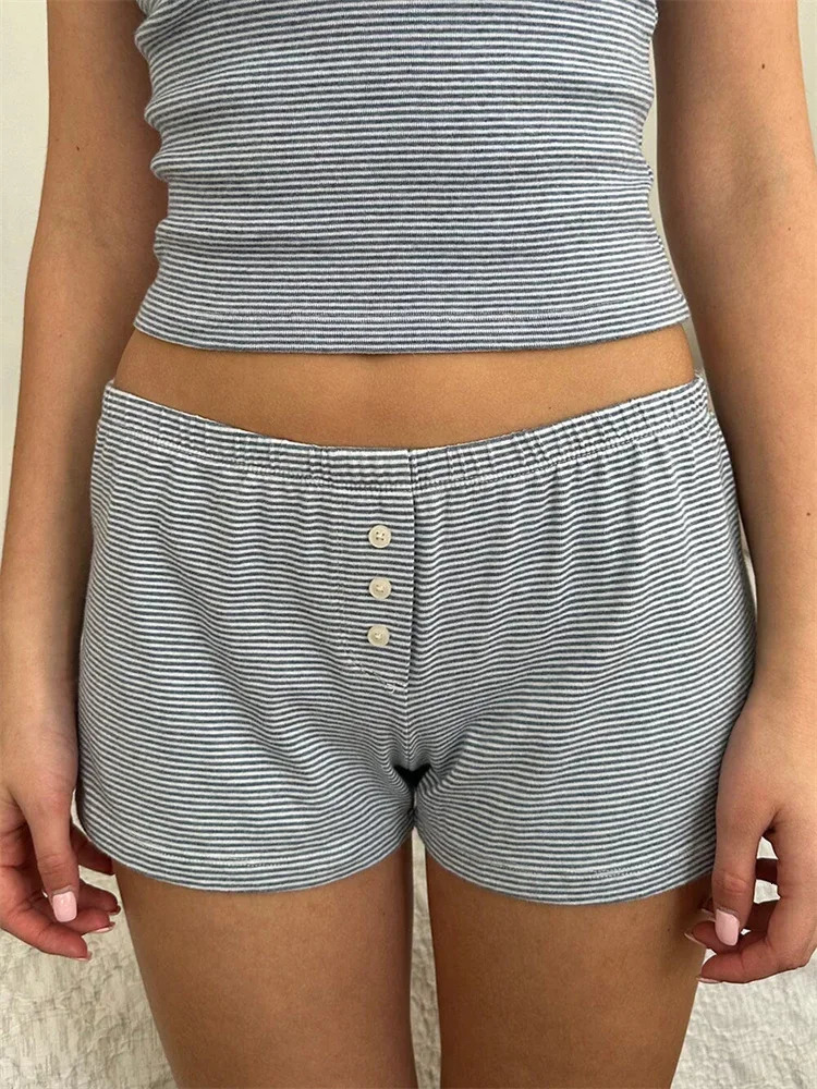 2 Piece Sets Womens Loungewear Striped Lace Trim Sleeveless Tank Tops and Shorts Ladies Summer Pajama Sleepwear 260306