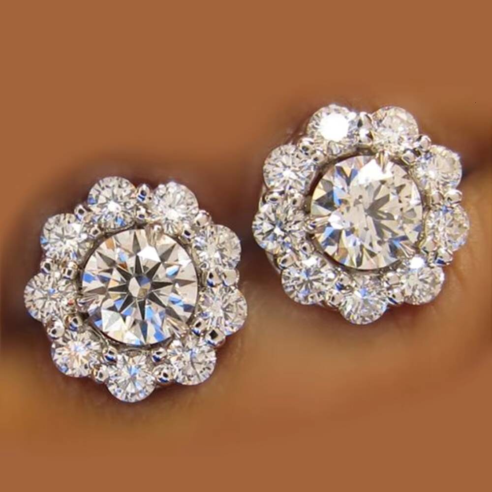 CAOSHI Luxury Party Gifts moissanite VVS Sun Flower Stud Earrings Cubic moissanite VVSia Beautiful Flowers Women Summer Earrings