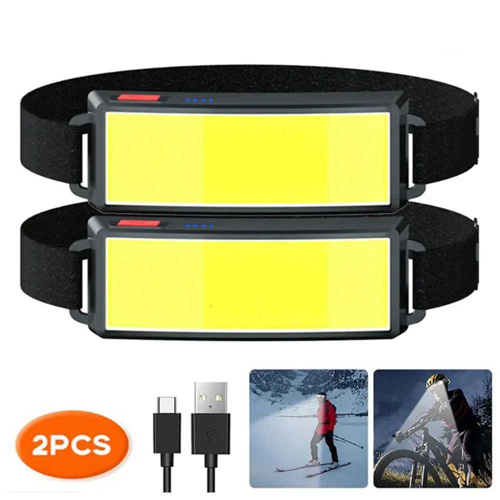COB 180 Floodlight LED Headlamp FlashlightFlashlight 3 Modes Built-in USB Rechargeable Battery Head Lamp Hiking Camping Lamp H260307