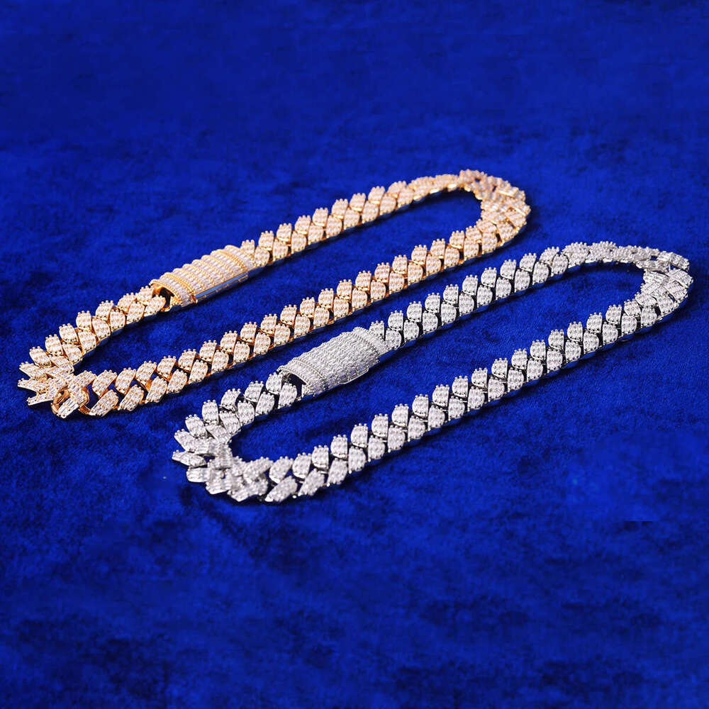 High-quality cross-border European and American popular square zirconium diamond-shaped Cuban chain flip-necklace, personalized hip-hop rock jewelry