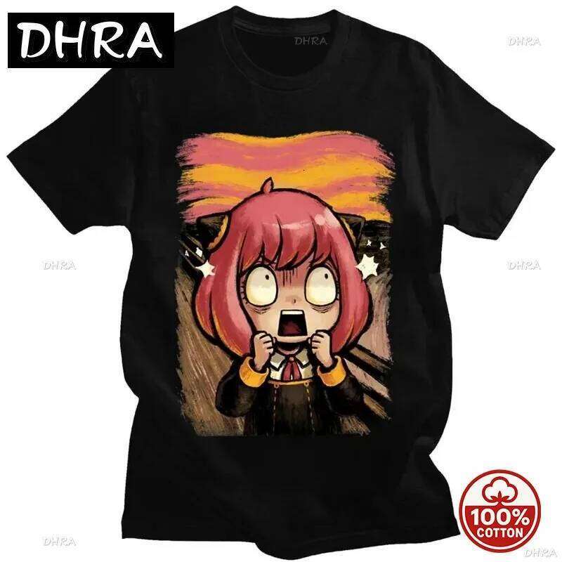 Fashion Short Sleeve T-Shirt Streetwear Unisex with Japanese Cartoon Characters Spy X Family Anya Forger Y2K Printed T-shirt Top XJ260306