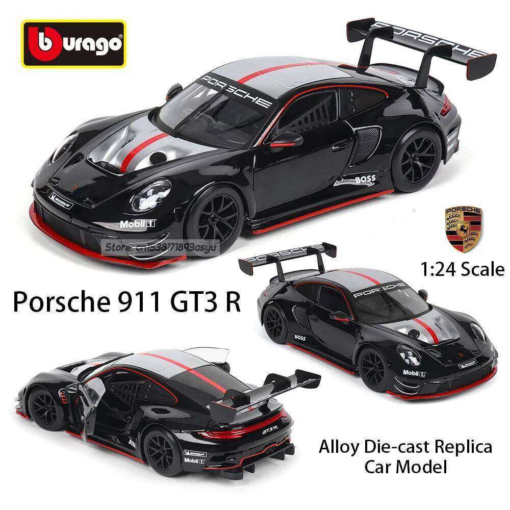 Bburago 1:24 Porsche 911 GT3 R racing edition casting Model Children Toy Boyfriend Gift Simulated Alloy Car Collection Z260306
