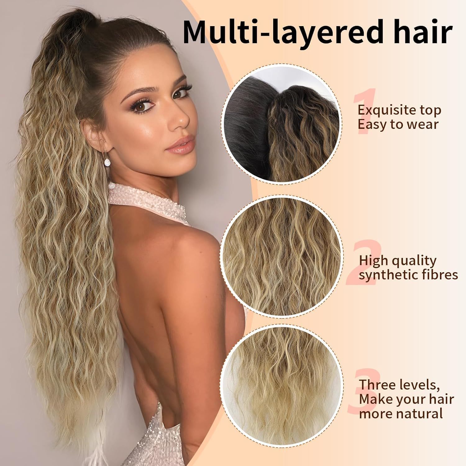 Synthetic Wigs Gladys Water Wave Ponytail Heat Resistant Synthetic Fiber Curly Drawstring Ponytail Hair for Black Women 231204