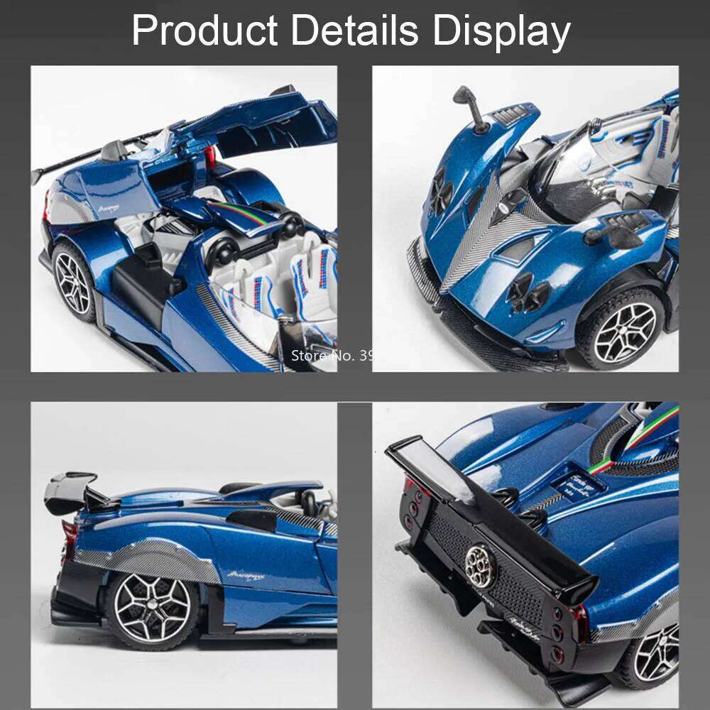 1:32 Pagani Zonda HP Huayra BC Models Cars Toys Doors Opened Miniature Supercars Wheel Shock Absorption Vehicles for Kids Gifts Z260306