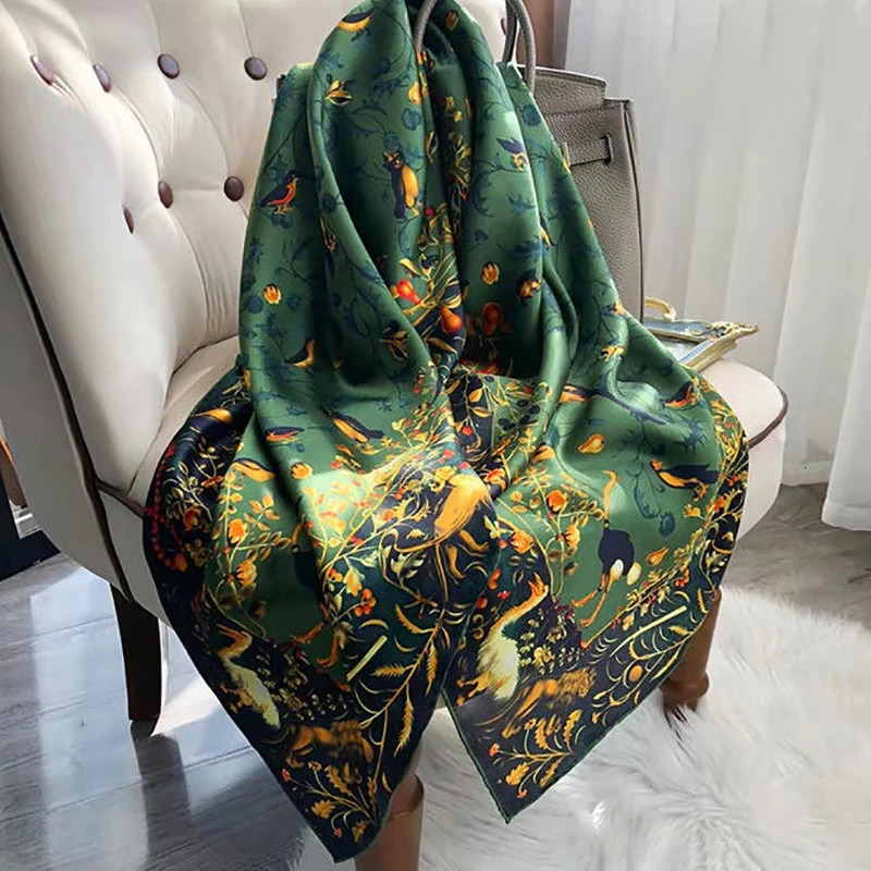 Paisley Print Square Scarf Vintage Imitation Silk Shawl Scarf Elegant Cashew Pattern Women Windproof Outdoor Head Wrap 110110cm 260302