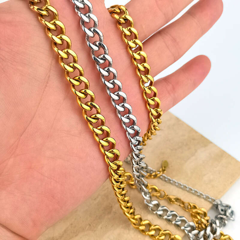 High-quality, finely polished, popular in Europe America, personalized hip-hop Cuban necklace, punk style, thick sweater chain for men and women, tren