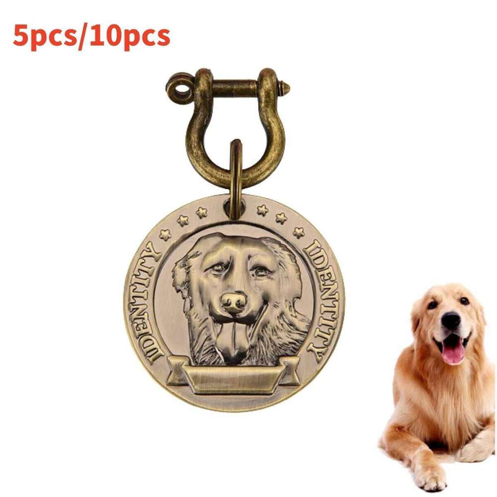 VIP 5Pcs/10Pcs Customizable Engraved Pets Tag For Dog Cat Bronze Nameplate Tags Personalized Address Dogs Collar ID Pendant Bamubi