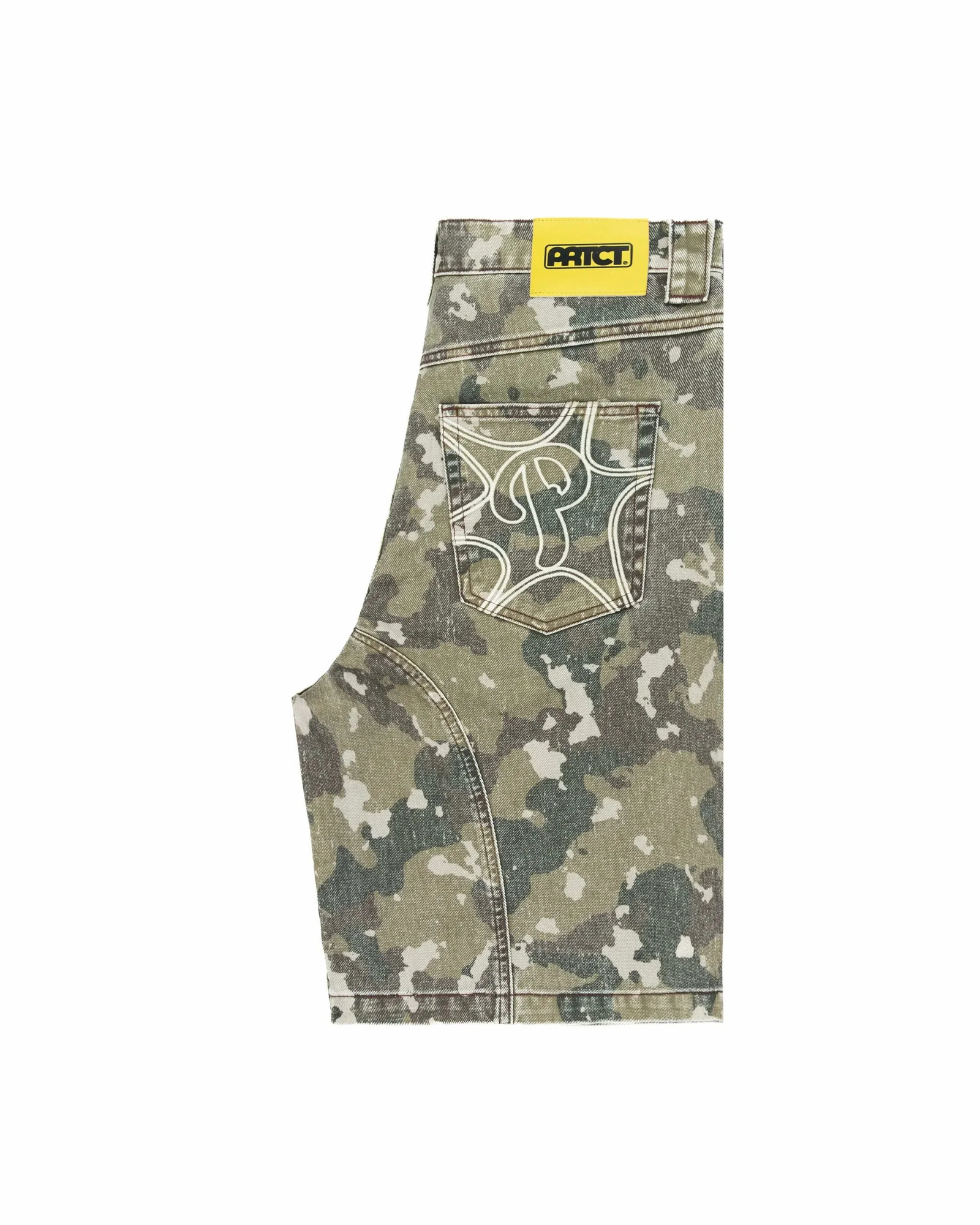 American Retro Camouflage Denim Shorts Y2K Jeans Letter Embroidery Washed Camouflage Baggy Shorts Low Waist Over The Knee Pants 260306