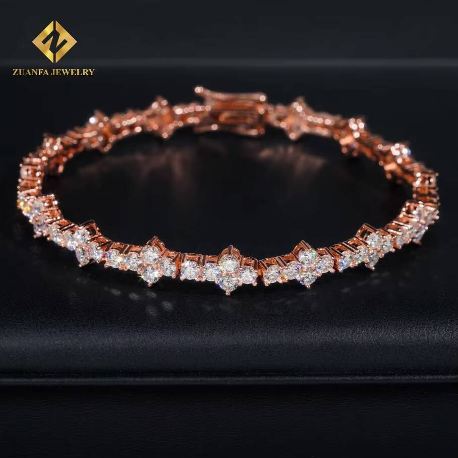 Pass Diamond Tester 3mmWholesale Price Iced Out Hip Hop S925 Silver VVS1 Moissanite Diamond Cross Hip Hop Tennis Chain Bracelet