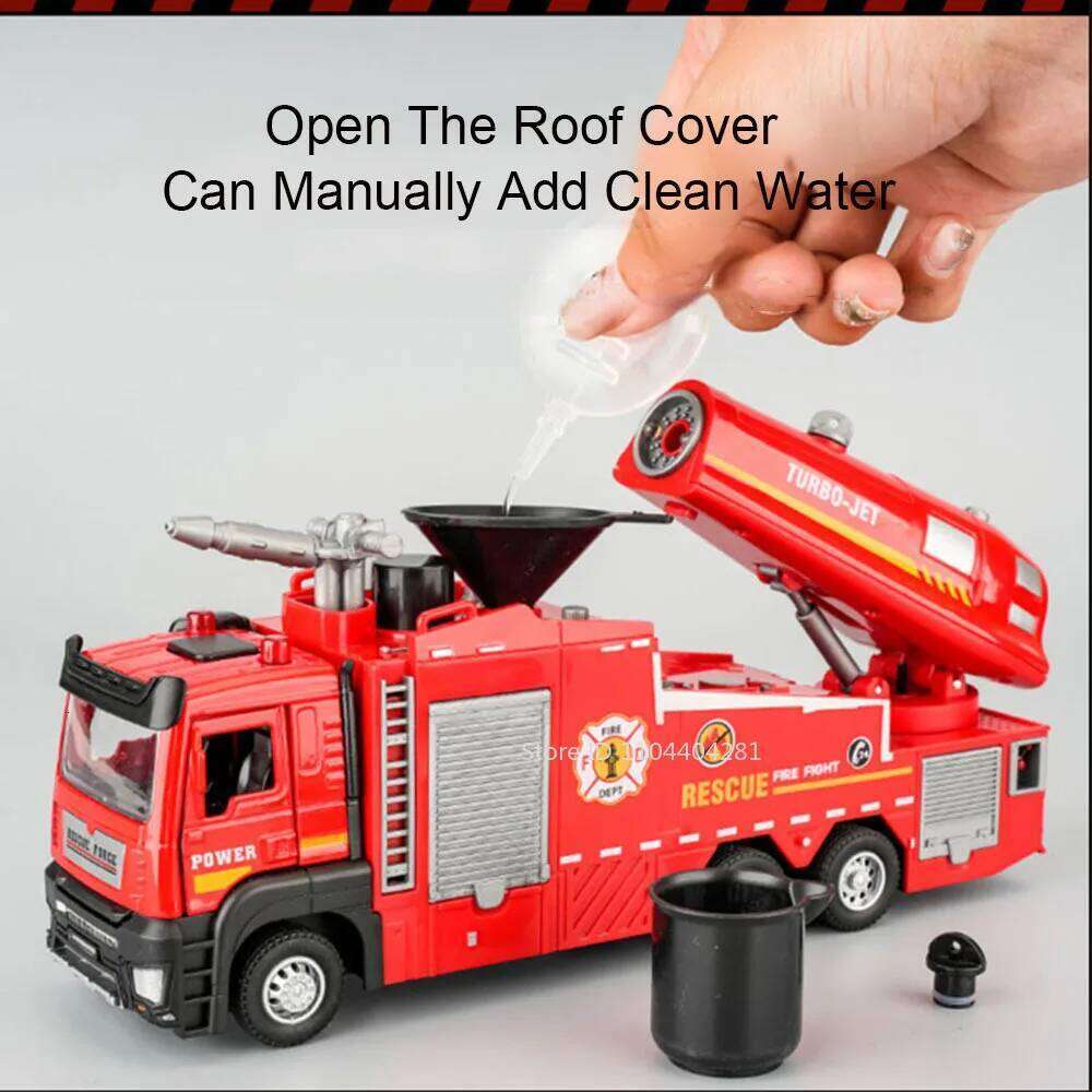 1:32 Fire Engine Model Toy City Sanitation Sweeper Diecast Metal Truck Doors Opened Sound Light Miniature Vehice Children's Toys Z260306