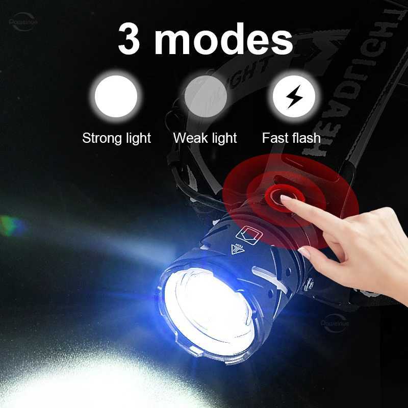 990000000LM Powerful Long Range LED Headlamp Fishing Light Headlight High Power Outdoor Head Lamp USB Rechargeable Flashlight H260307