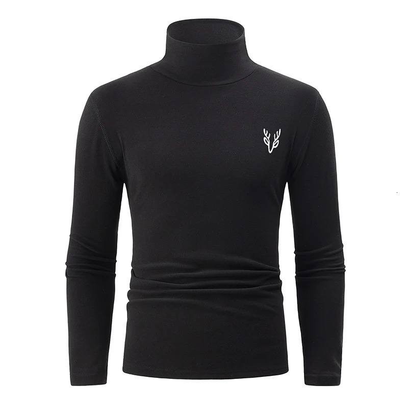 31 Piece Autumn And Winter Mens Solid Color Semi High Neck Casual Simple Warm Long sleeved Tshirt Youth Plus Size Base Top 260302