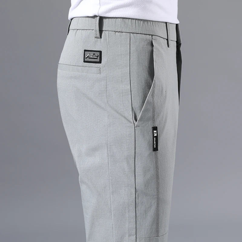 Mens Casual Pants Slim Fit Stretch Classic Chino Trouser Male Stretch Elastic Korean Summer Dress Ice Light Thin Business 260306