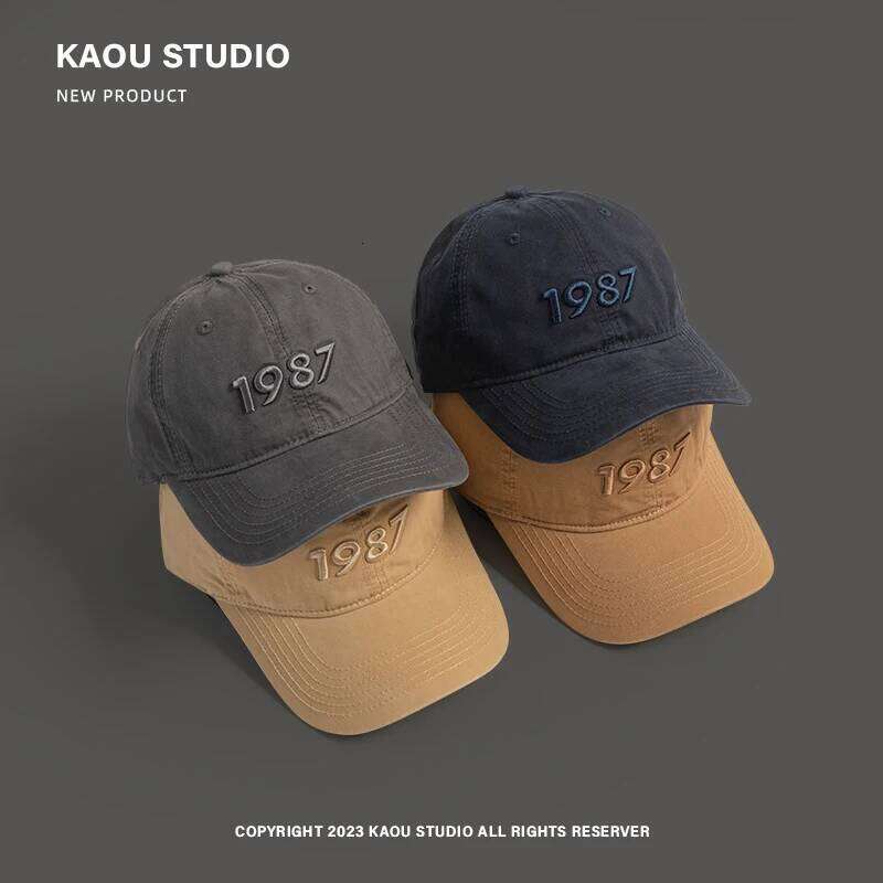 Men's 1987 Embroidered Baseball Quality Deep Top Curved Brim Peaked Cap Female Spring and Autumn All-Match Y260304