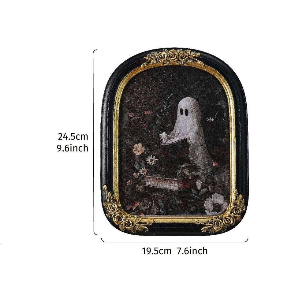 1PC,Halloween Decor Resin material ghost Reading rose arched home desktop decoration photo frame ornament H260306
