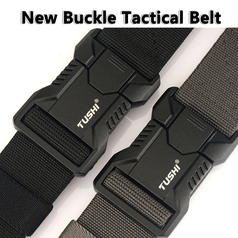 TUSHI Aluminum Alloy Quick Release Pluggable Buckle Elastic Belts For Men Durable Tactical Belt Cowboy Outdoor Army Belt Hunting 260302