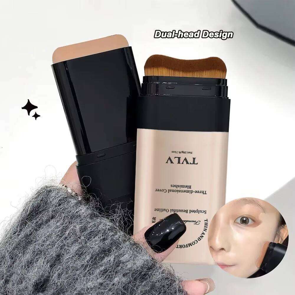 Skin Double-end Stick,Velvet Moist Light Concealer Foundation Long-lasting Flawless Face Beauty Makeup 26L0306