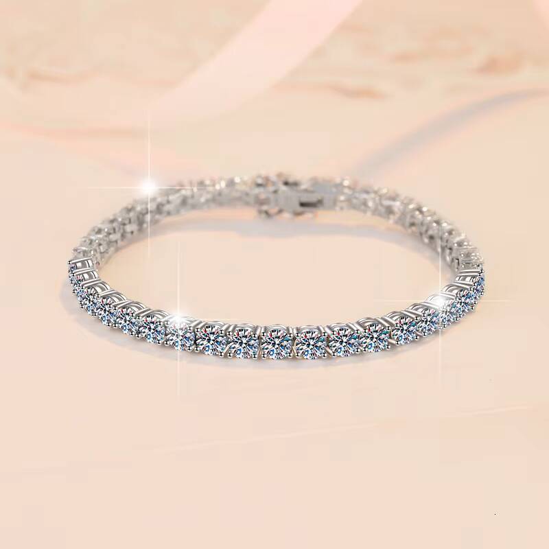 Fine Jewelry Wholesale 3mm 4mm 5mm Hip Hop Ice Out Bracelet 925 Sterling Silver Moissanite Diamond Tennis Chain Bracelet for Men
