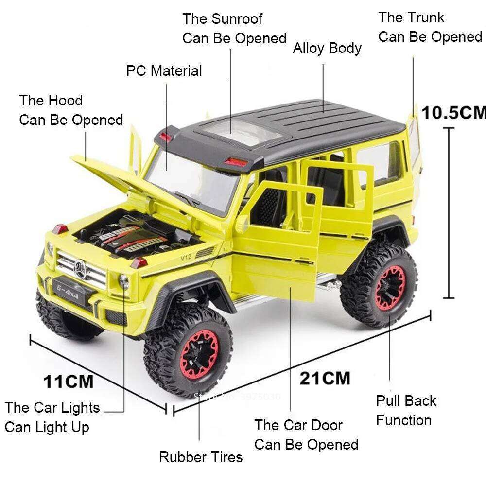 1:24 G500 G550 4x4 Alloy Diecast Toys Cars Model Wheel Pull Back SUV Rubber Tires 6 Doors Opened Off-road Vehicle for Kids Gifts Z260307