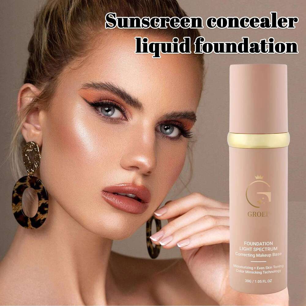 4-in-1 Foundation Serum Liquid Hydrating Full Coverage Concealer Light Sunscreen SPF 50 Korean Makeup 26L0306