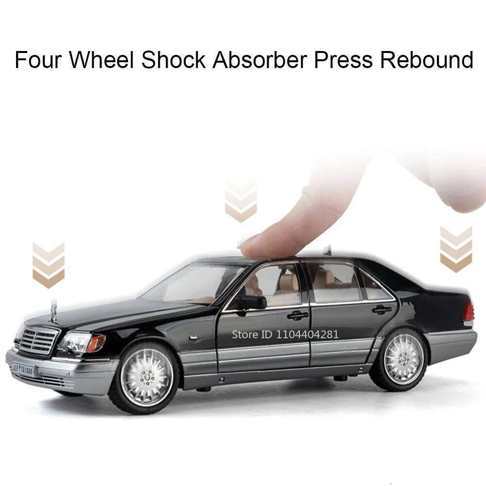 1:24 W140 300SL Toys Alloy Miniature Car Diecast Model Doors Opened Sound Light Pull Abck Rubber Tires Vehice Kid Christmas Gift Z260307