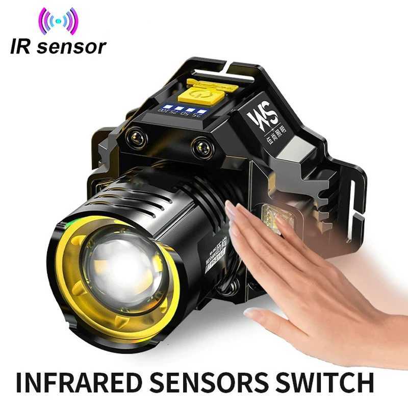 Powerful LED Headlamp Motion Sensor Headlight 18650 Rechargeable COB Head Flashlights High Power Head Lamp Fishing Headlight H26030711