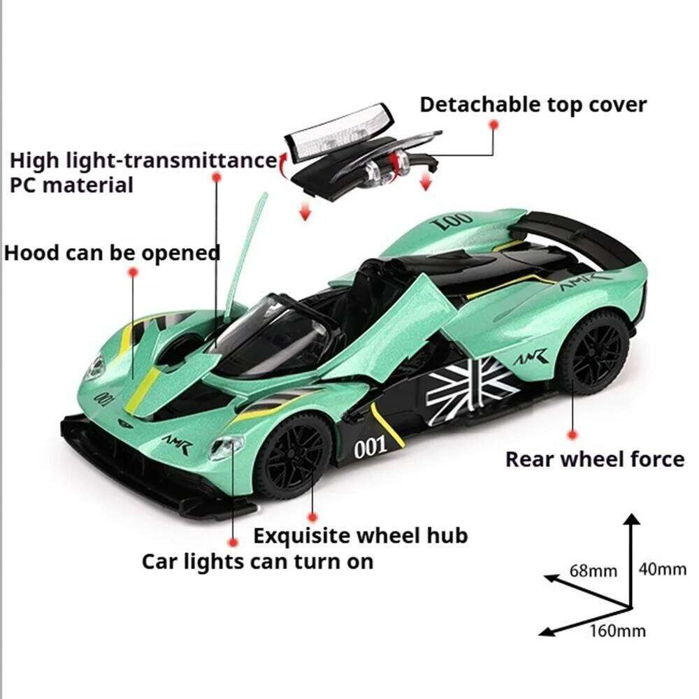 1:32 Valkyrie Vulcan Models Toys Diecast Alloy Cars Doors Opened with Sound Light Pull Back Miniature Vehices Popular Ornaments Z260306