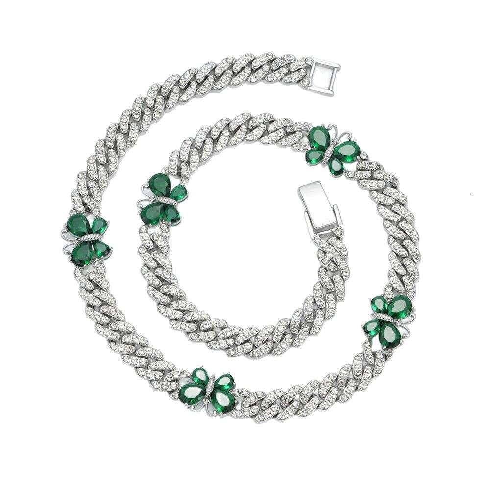 Popular fashion high-end luxury versatile diamond-shaped Cuban chain high-quality zinc alloy necklace hip-hop bracelet for men and women