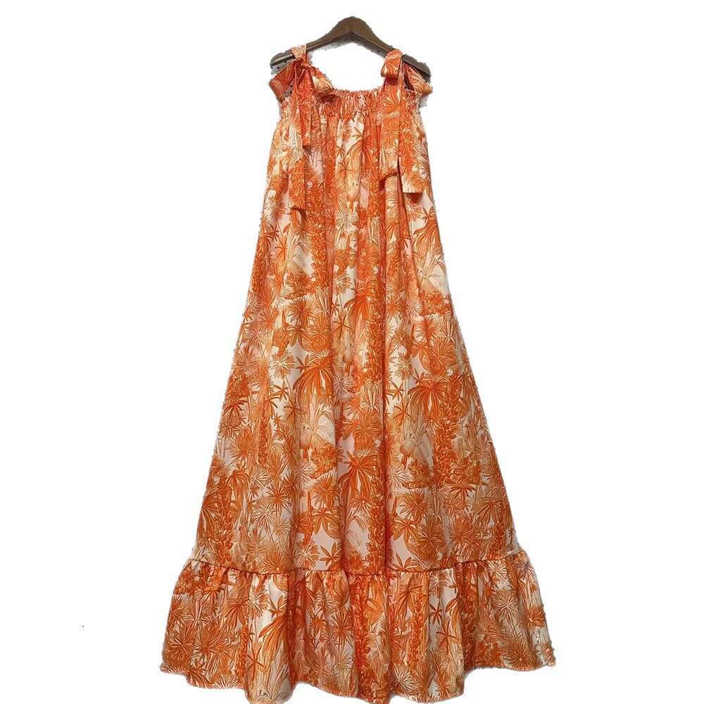 2026 Spring/Summer a2 Designer's Retro Plant Printed Sexy Strap Summer Women's Fashion Loose A-line Skirt
