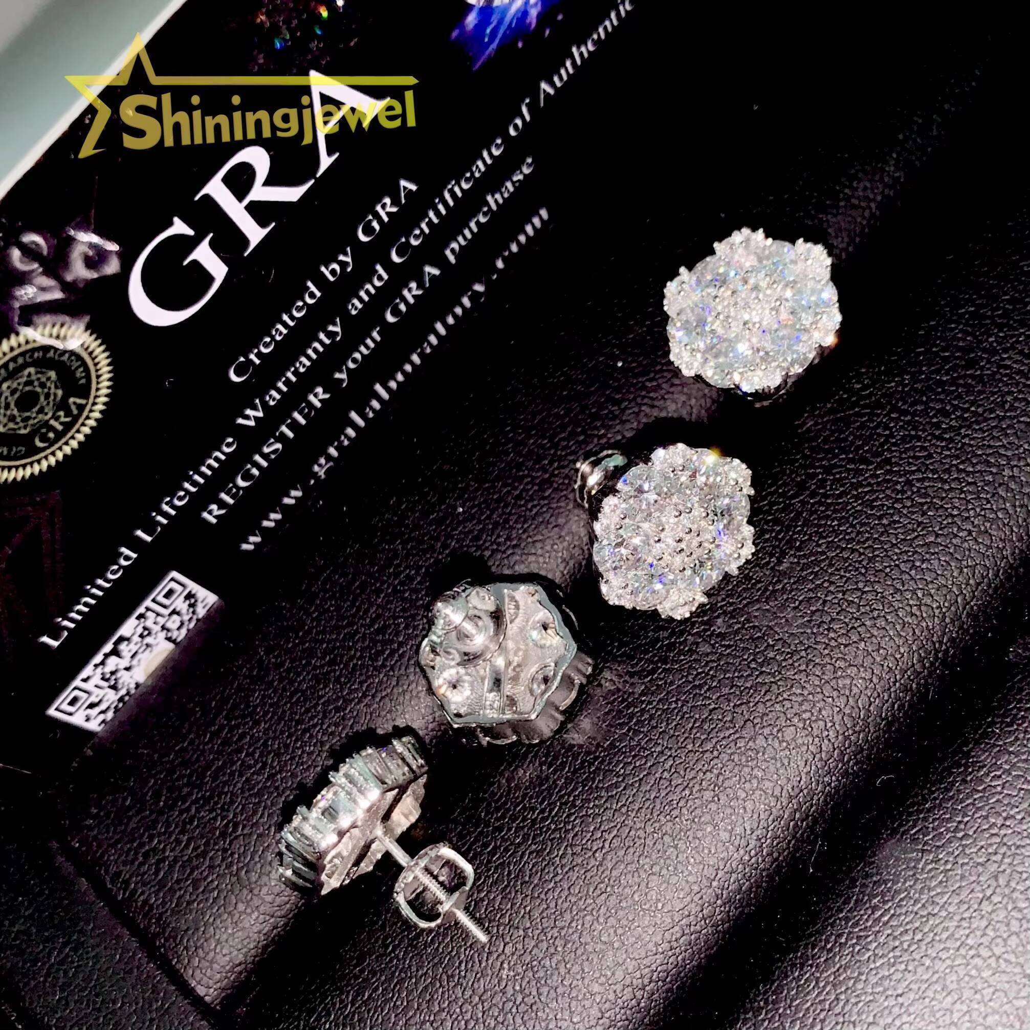 Big Cluster Flower Earrings 135mm Moissanite Flower Stud Earrings Hip Hop 925 Silver Gold Plated Pass Diamond Tester