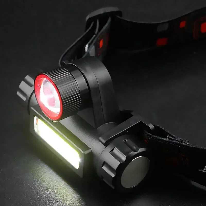 COB LED Headlamp Torch Rechargeable Headwear Flashlight Outdoor Waterproof Camping Fishing Mining Lantern Headlight With Magnet H260307
