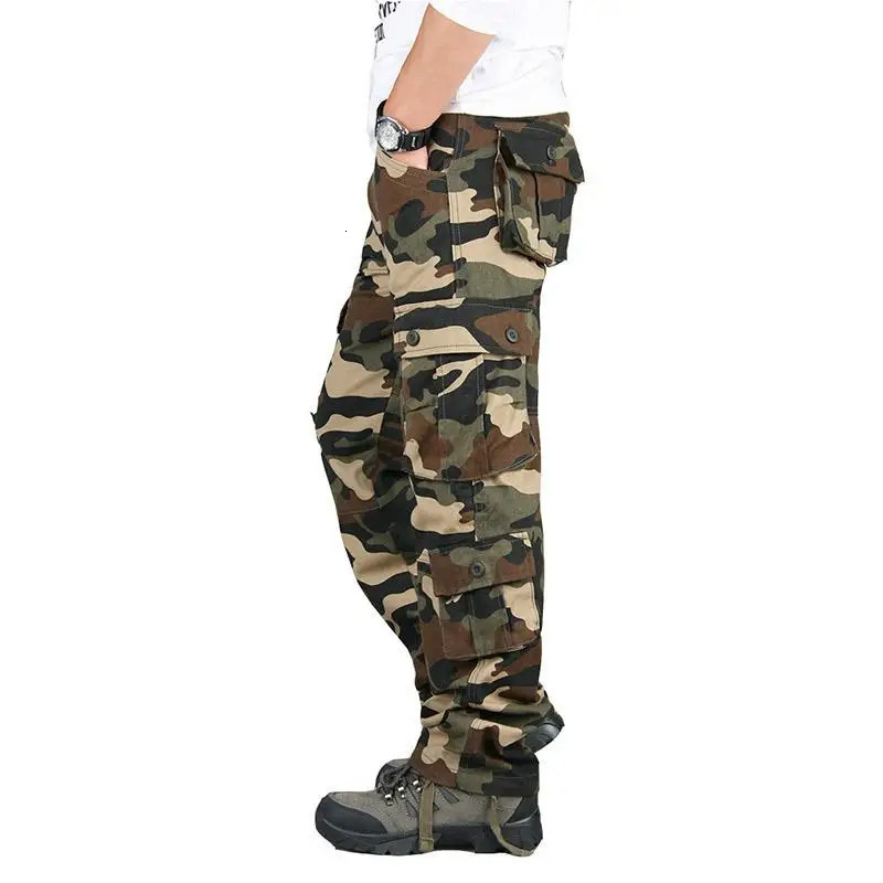 Mens Tactical Cargo Pants Work Overalls Outdoor Sports Hiking Hunting Trousers Cotton Heavy Durable Camouflage Trousers 260305