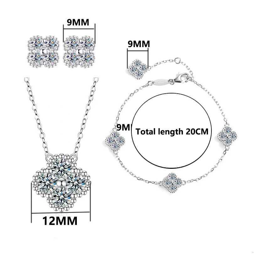 Full Moissanite Eecklace Earring Set Laboratory Diamond Rings jewelry 18K Gold Plated S925 Silver with Certificate H260307 - view 5
