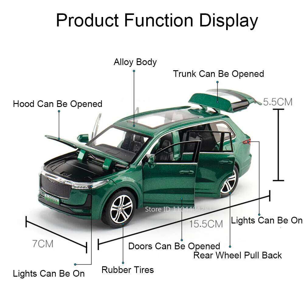 1:32 LEADINGIDEAL ONE NIO ES8 Cars Toys Alloy Diecast Models Doors Opened Sound Light Pull Back New Energy Vehicles Kids Present Z260306