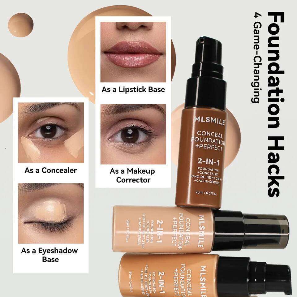 MLSMILE 6 color Powder Foundation long-Lasting Waterproof, Moisturing Sweat resistant and easy to open Oil-control concealer 26L0306
