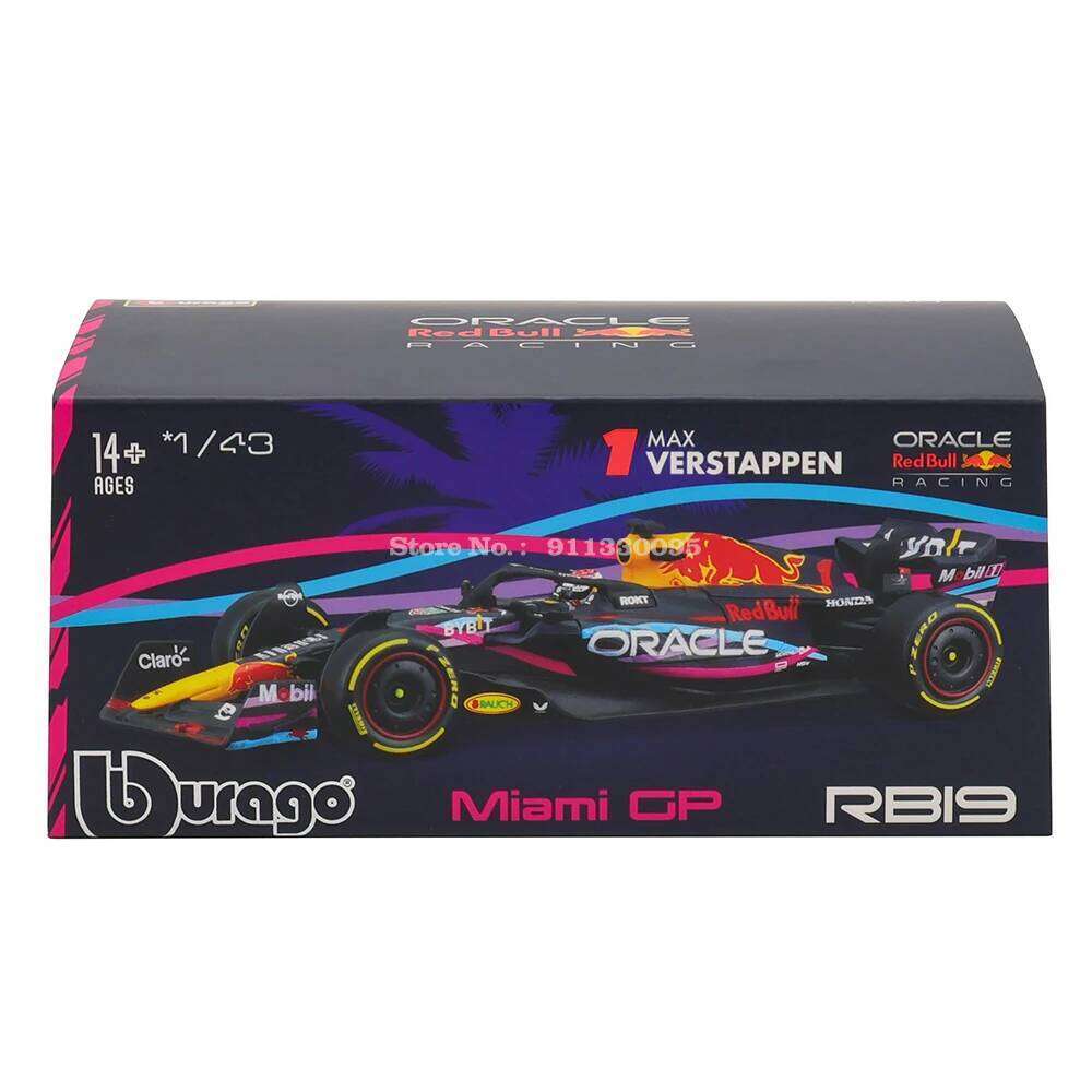 Bburago 1:43 2023 F1 Red Bull Racing RB19 Miami GP 1# Verstappen 11# Perez racing simulation model alloy car toy Z260306